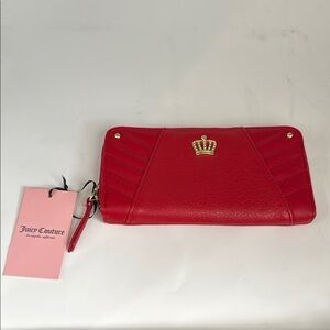 Juicy Couture Red Zip-Around Wallet with Golden Crown